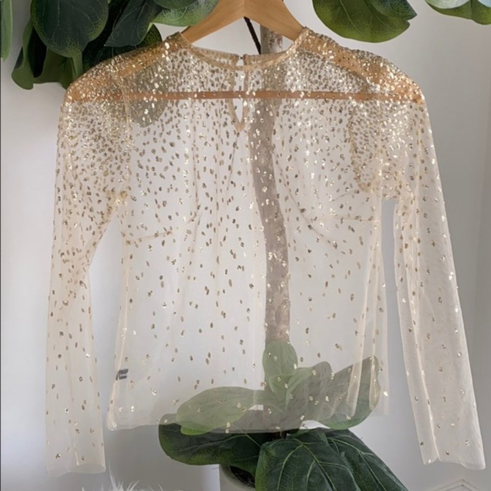 LIRIKA MATOSHI - NWOT Cascading Shimmer Top - Gold - Picture 4 of 4